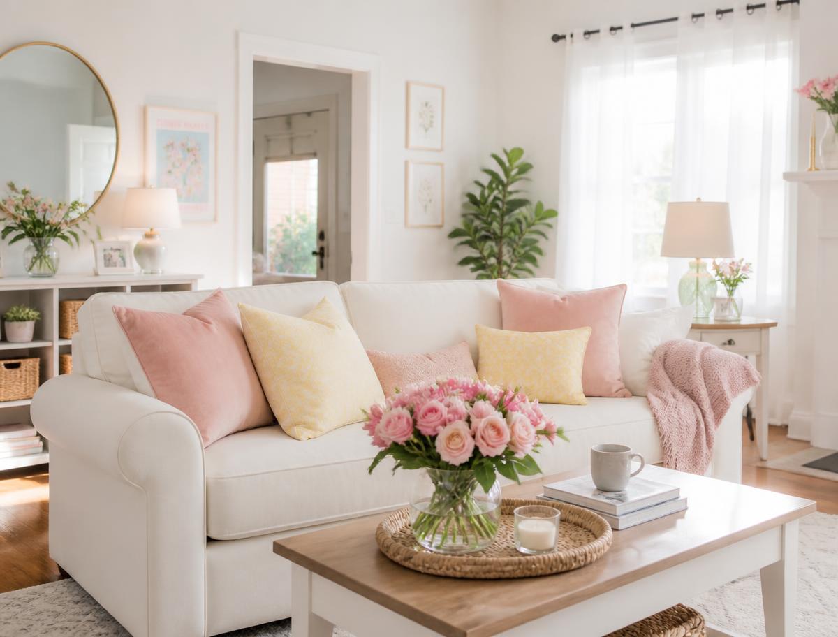 Bright, spotless living room after a residential cleaning